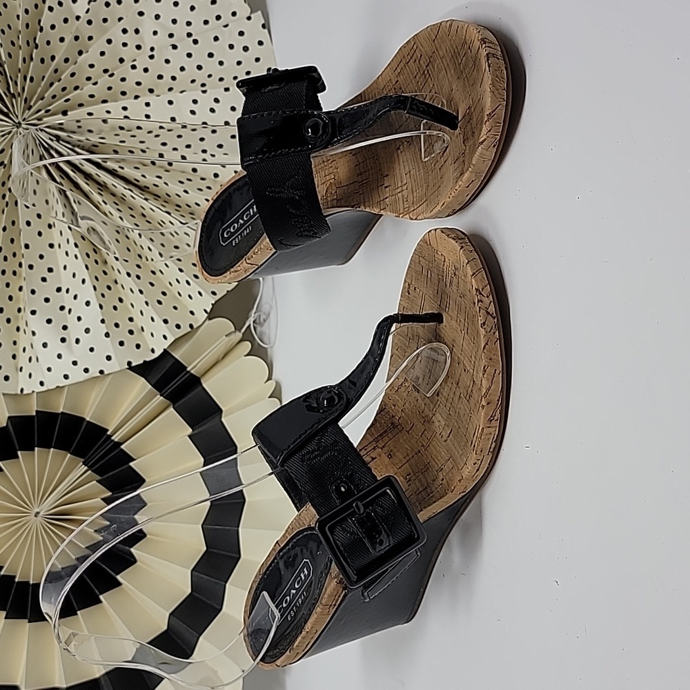 Coach Bernadette Wedge Cork Thong Sandals Size 7